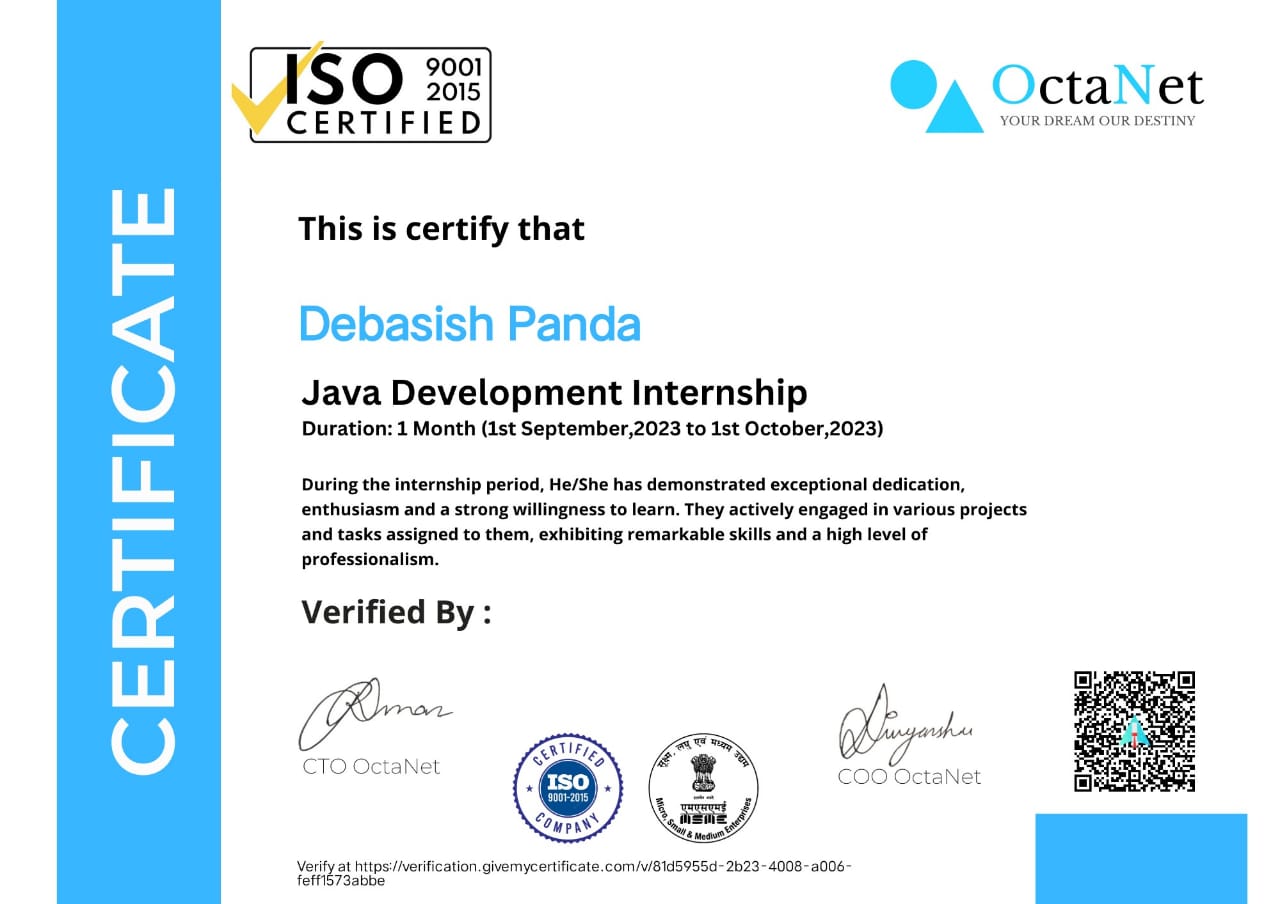 java development certificate