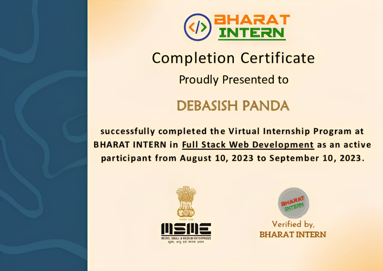 Full-Stack web development certificate