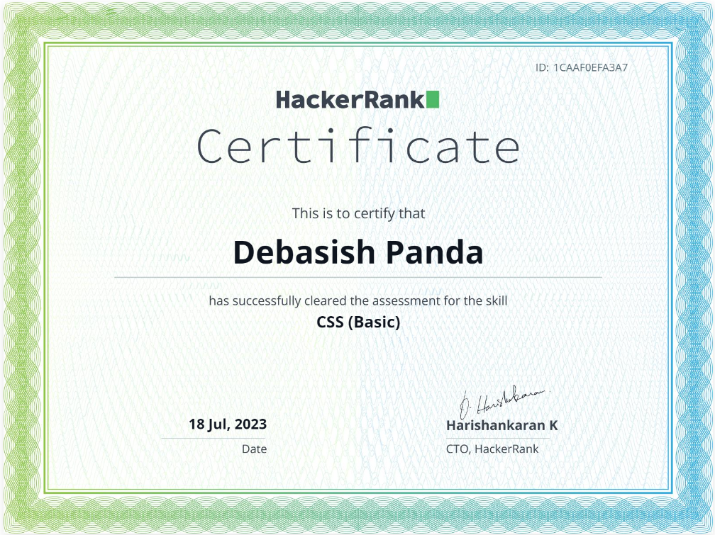 CSS certificate